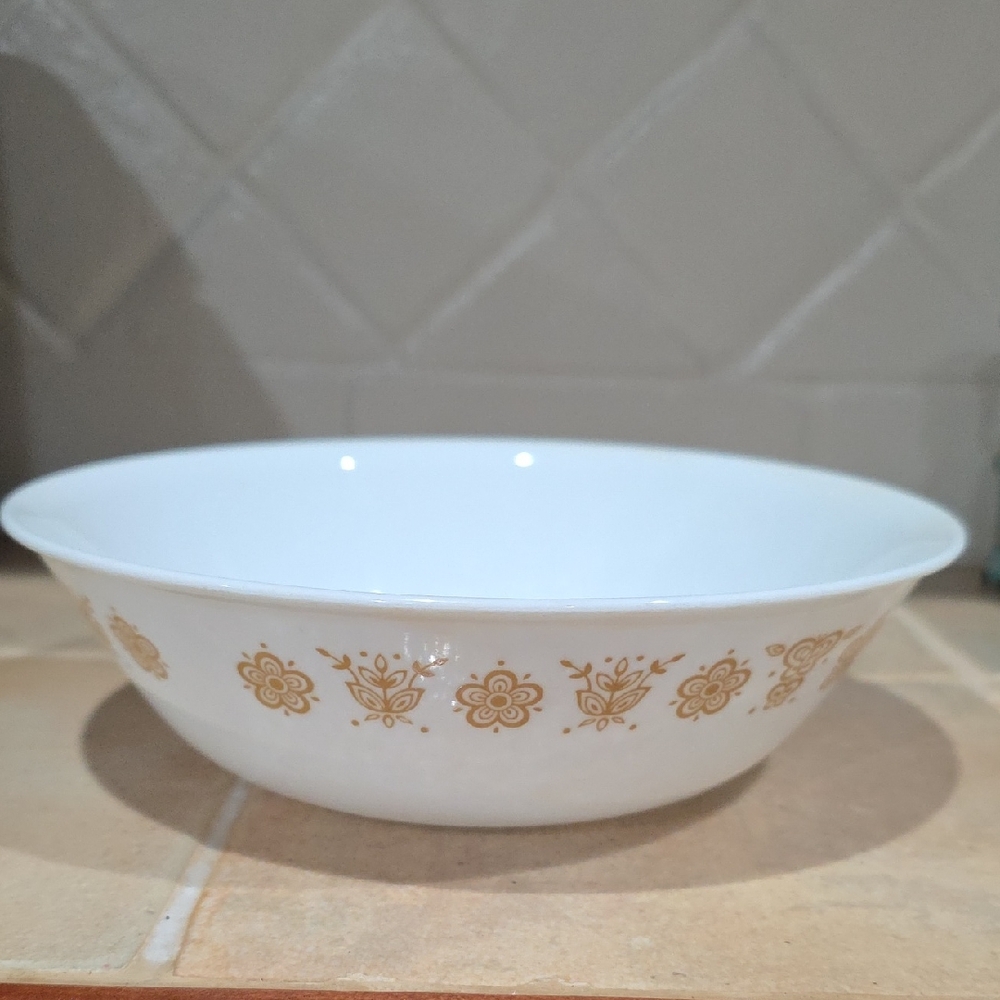 Corelle Corning Golden Butterfly Floral Pattern Serving Bowl